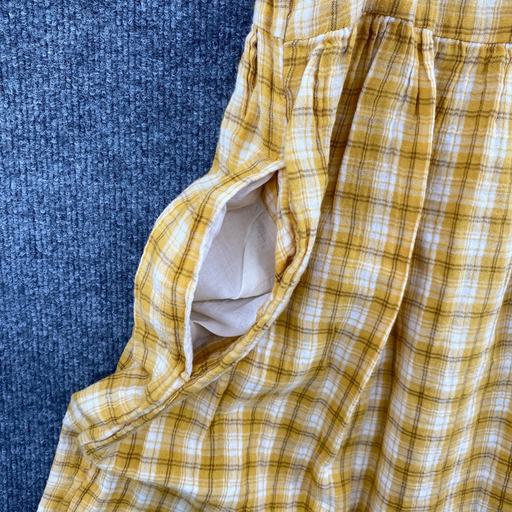 Old Navy Plaid Babydoll Dress Womens S Yellow Flutter Gingham Prairie Cottage - Picture 7 of 8